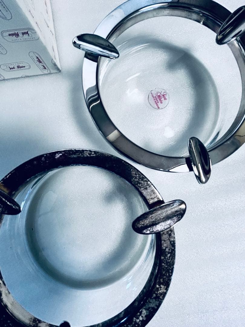SAINT HILAIRE サンティレール クリスタル灰皿　銀製口枠