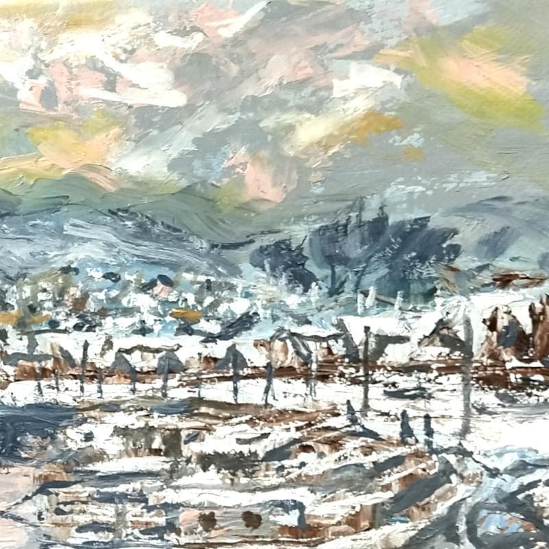 ☆高橋益之☆「冬の小樽運河」油絵　SMサイズ　新品！