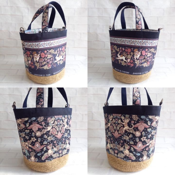 【専用】ジョリーフルール 麻かごトートバッグ ハンドメイド