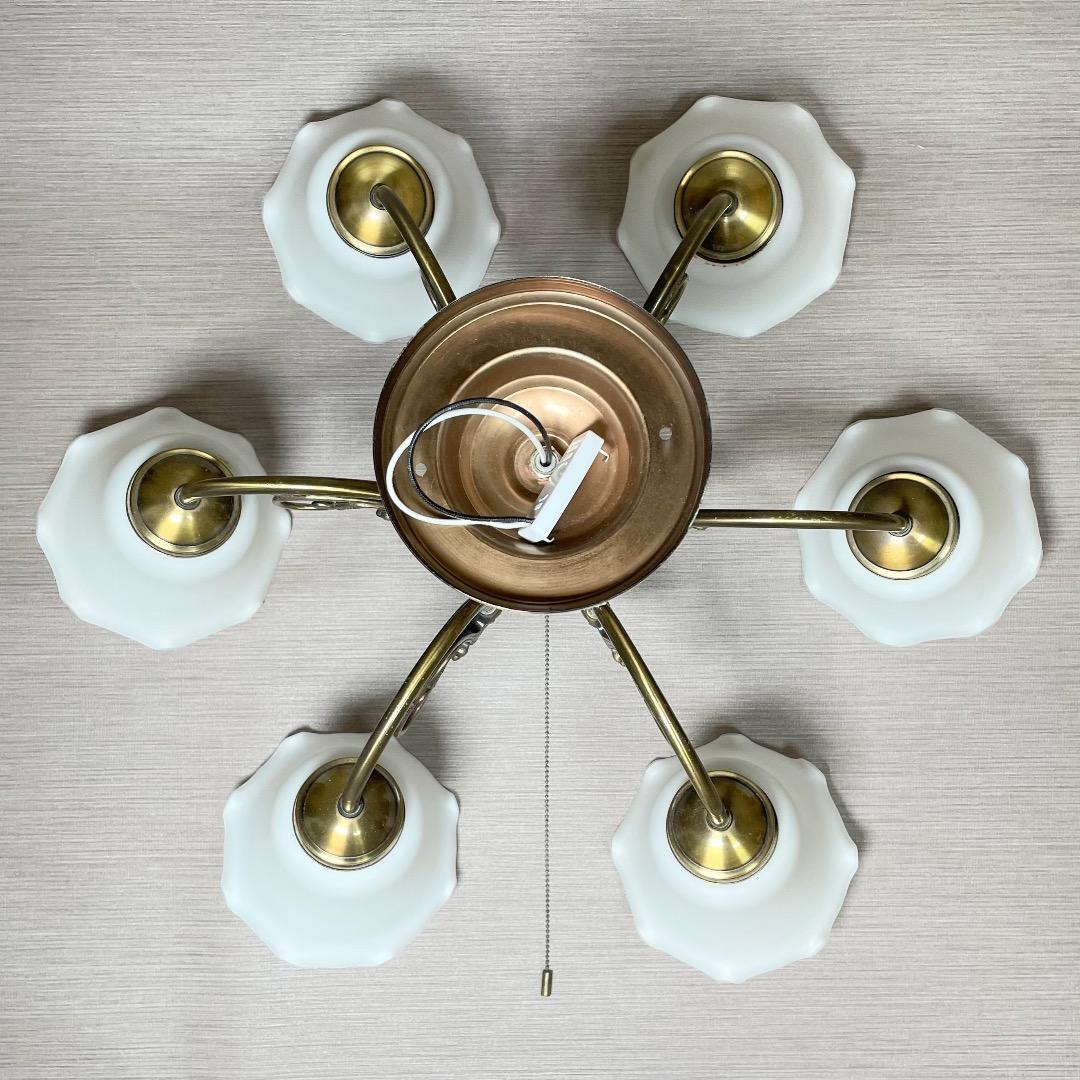 ✨存在感抜群✨ヤマギワ シャンデリア 6灯 真鍮 ガラス ウッド クラシカル