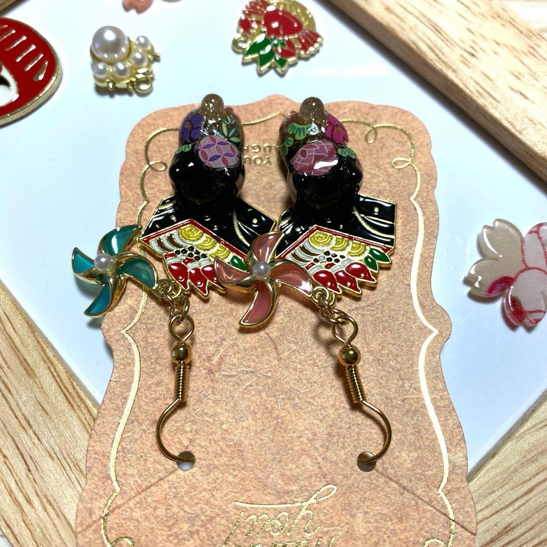 ★風車が素敵なお正月猫ちゃんピアス★