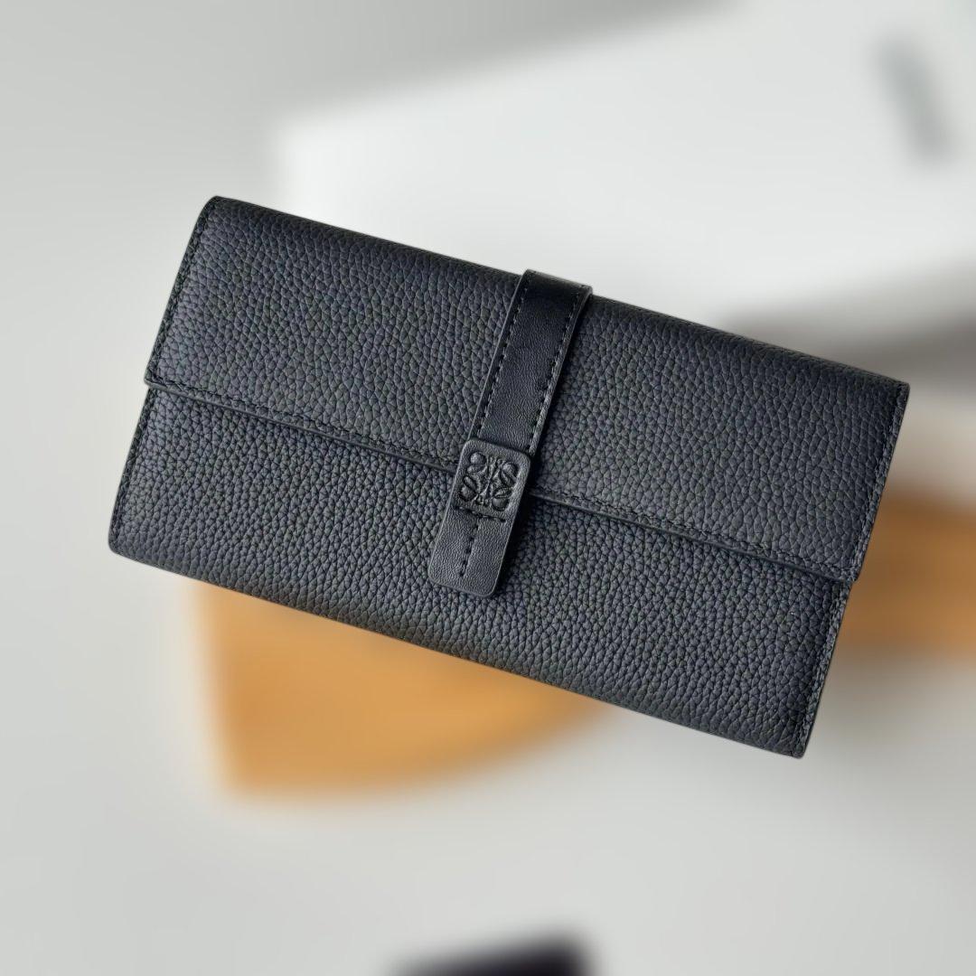 ブラック レザー 二つ折り財布