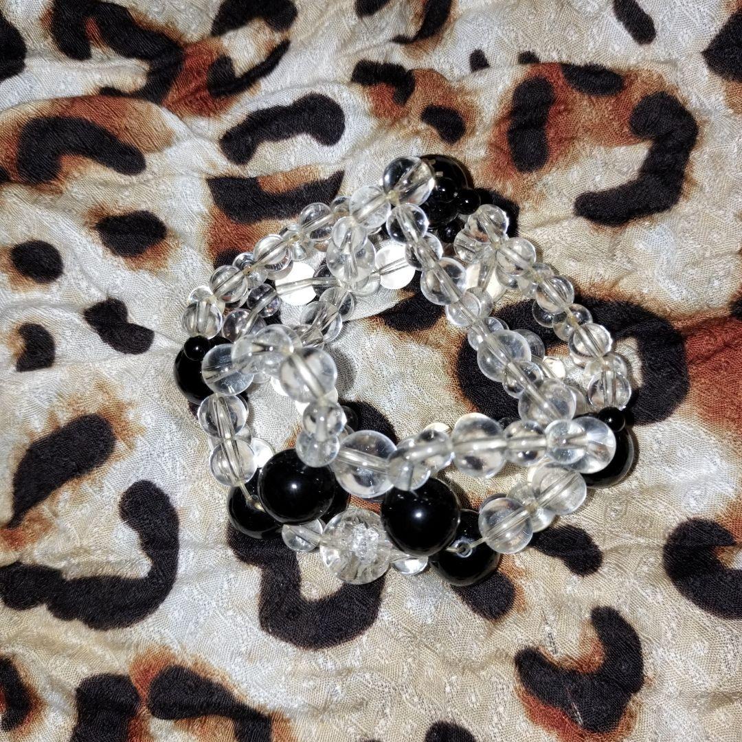 世界に一つ！クリスタル水晶とオニキス　世界に一つ　珍しい豪華なブレスレット