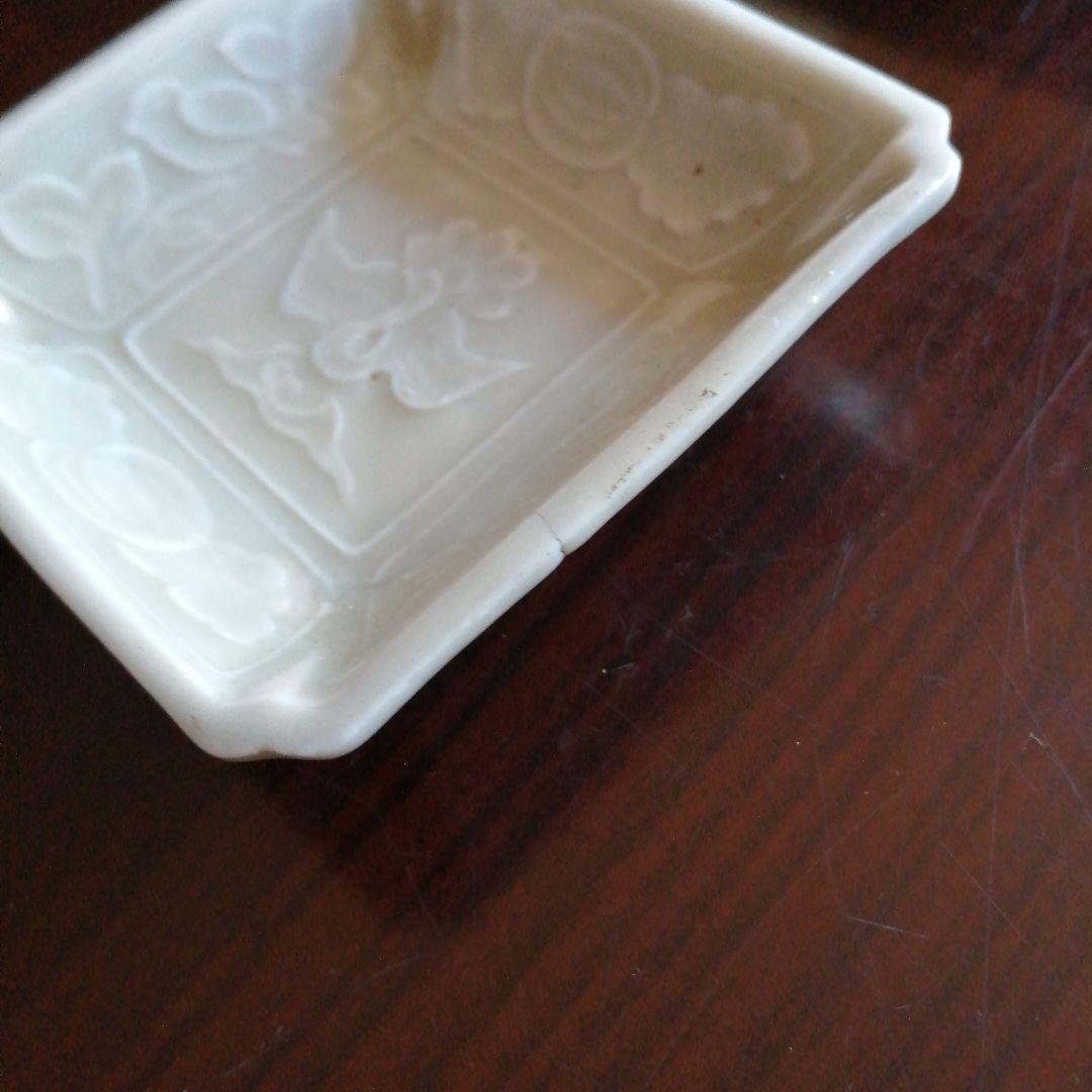 伊万里　白磁隅切小皿　5枚　8.2cm　江戸後期～明治期