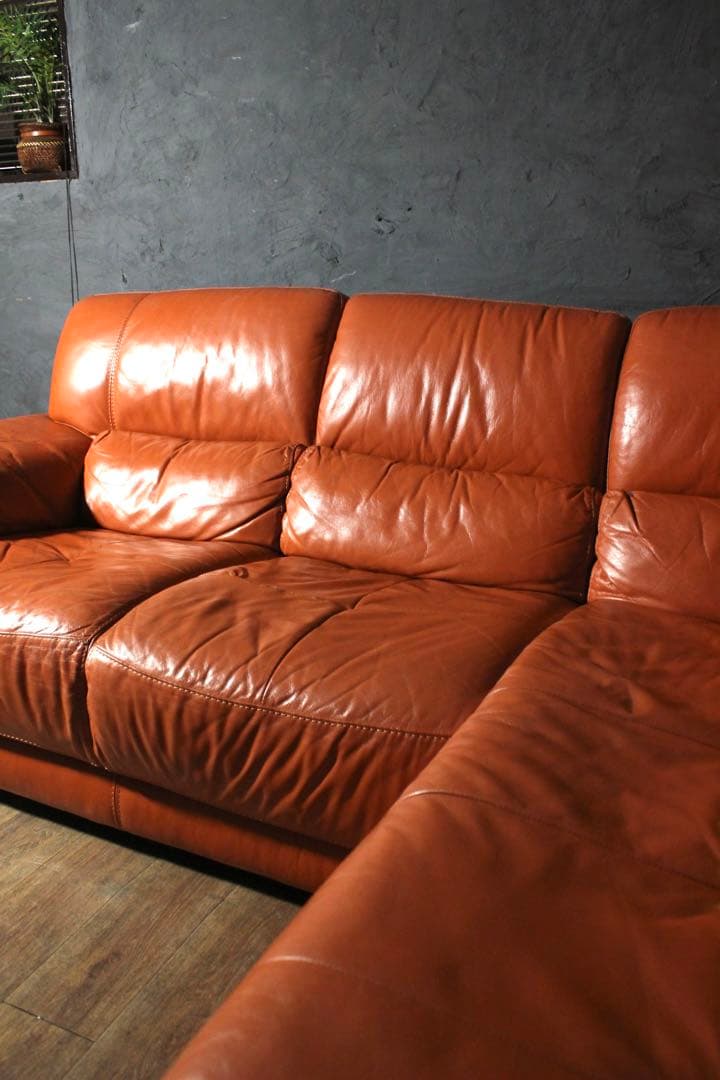 首都圏送無料〜訳あり４０万大塚家具 レザーワールド 本革 コーナーソファ