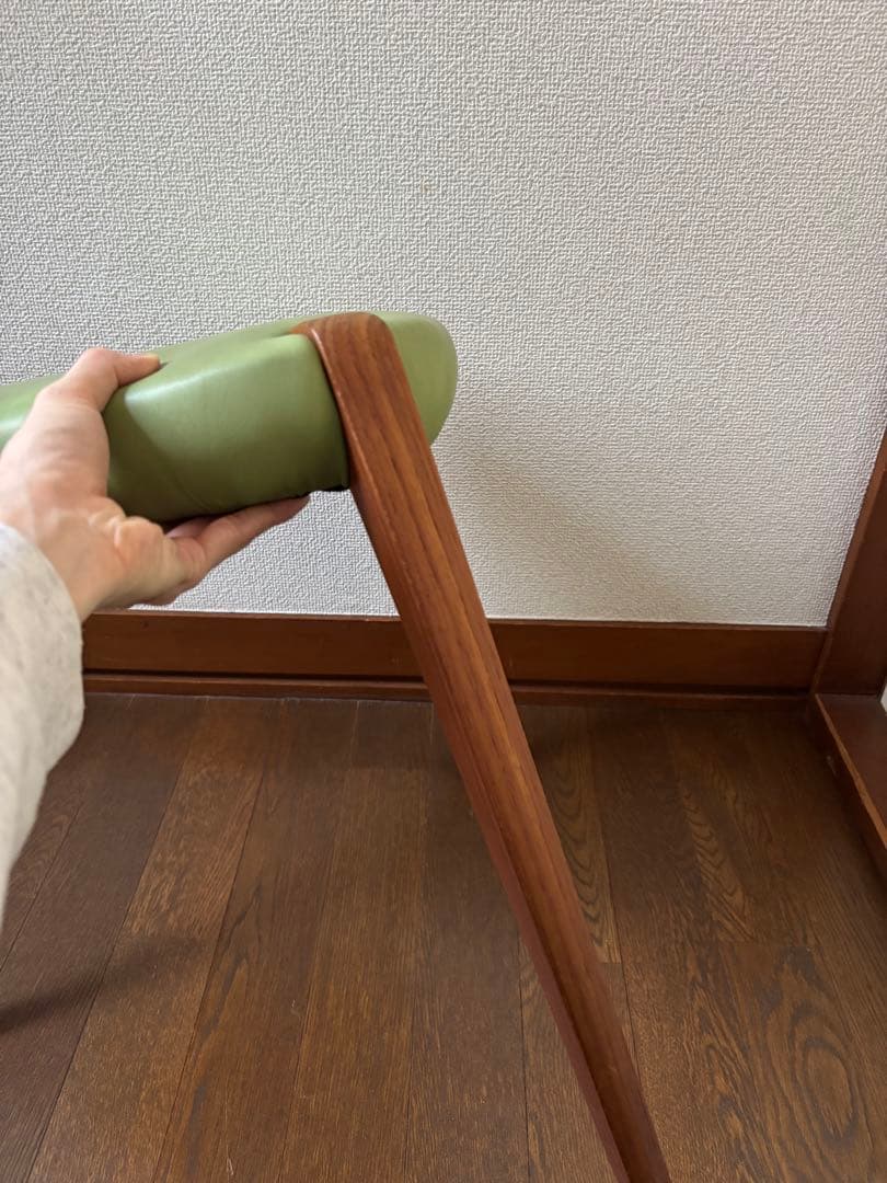 【レア】OMUSUBI（おむすび）スツール　小泉誠　グリーン　レザー　チーク