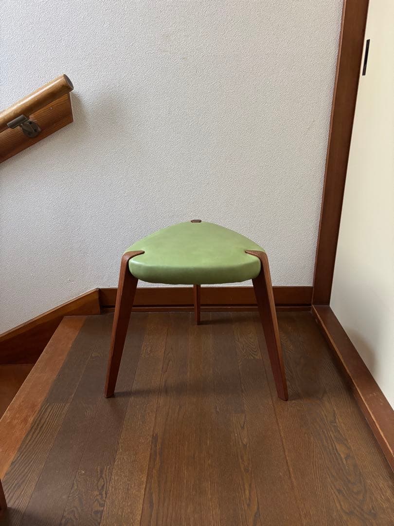 【レア】OMUSUBI（おむすび）スツール　小泉誠　グリーン　レザー　チーク