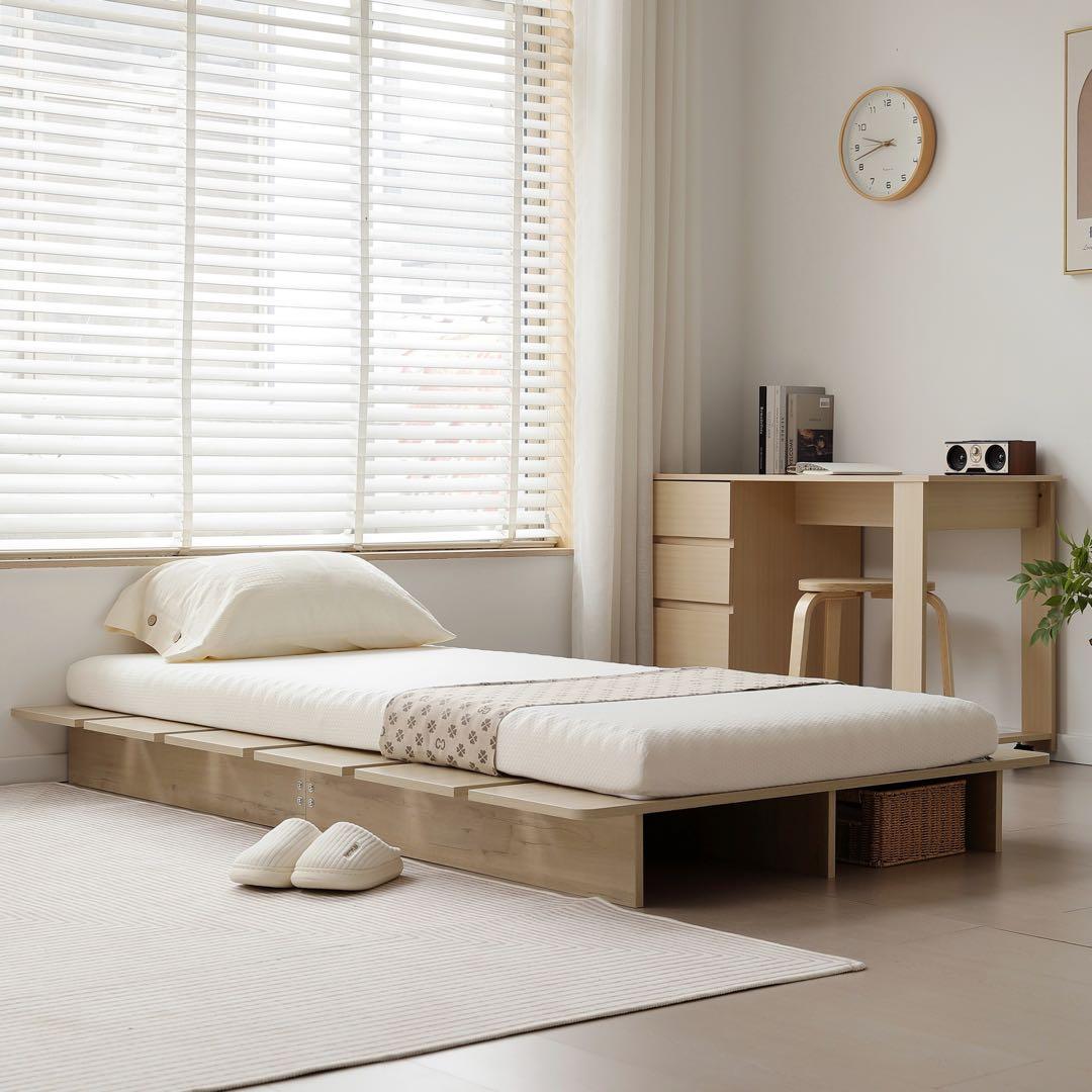 【新品】ローベッド 幅100cm ベッドフレーム木目調 すのこベッド コンパクト