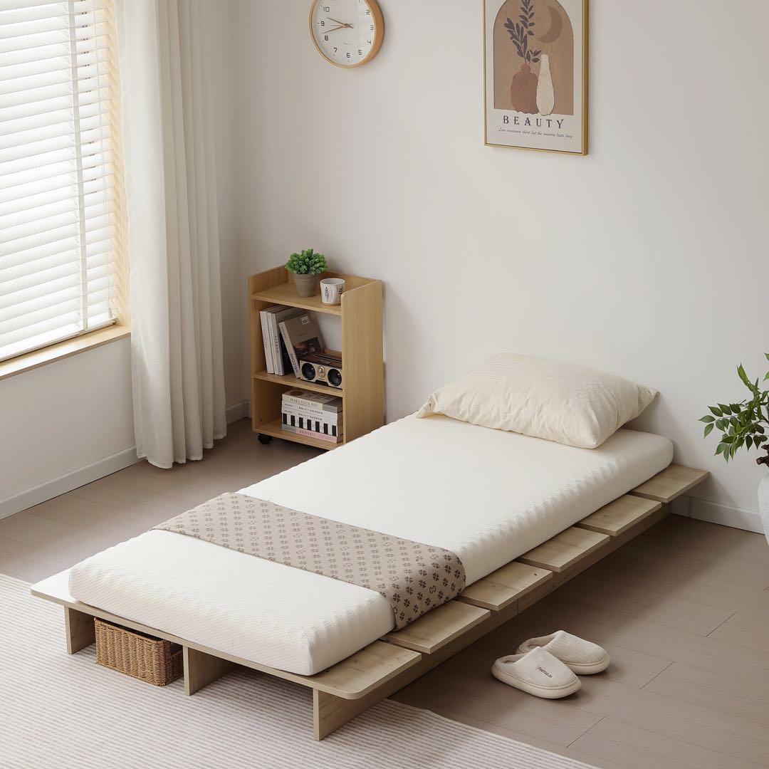 【新品】ローベッド 幅100cm ベッドフレーム木目調 すのこベッド コンパクト