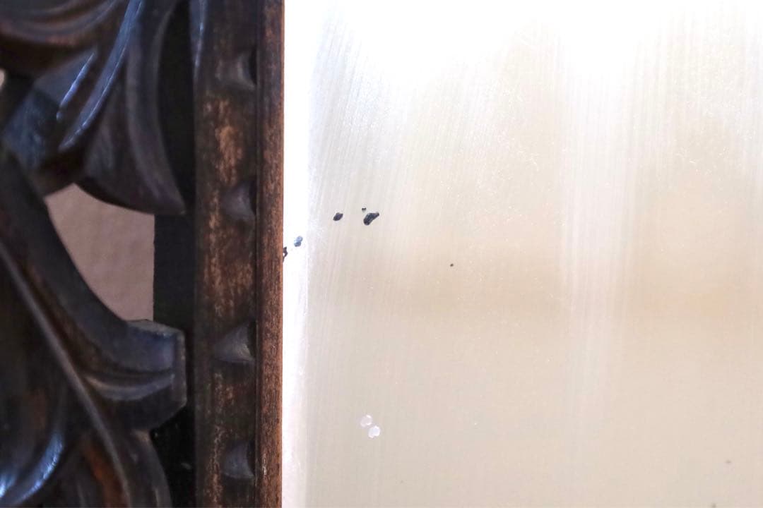 アンティーク雑貨【壁掛け　鏡　昭和レトロ　木彫り】