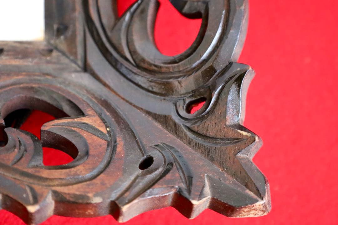 アンティーク雑貨【壁掛け　鏡　昭和レトロ　木彫り】