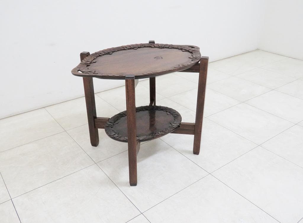 ■軽井沢彫■ティーテーブル■桜 さくら彫刻■トレー■サイドテーブル■