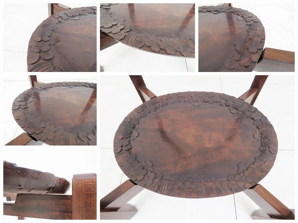 ■軽井沢彫■ティーテーブル■桜 さくら彫刻■トレー■サイドテーブル■