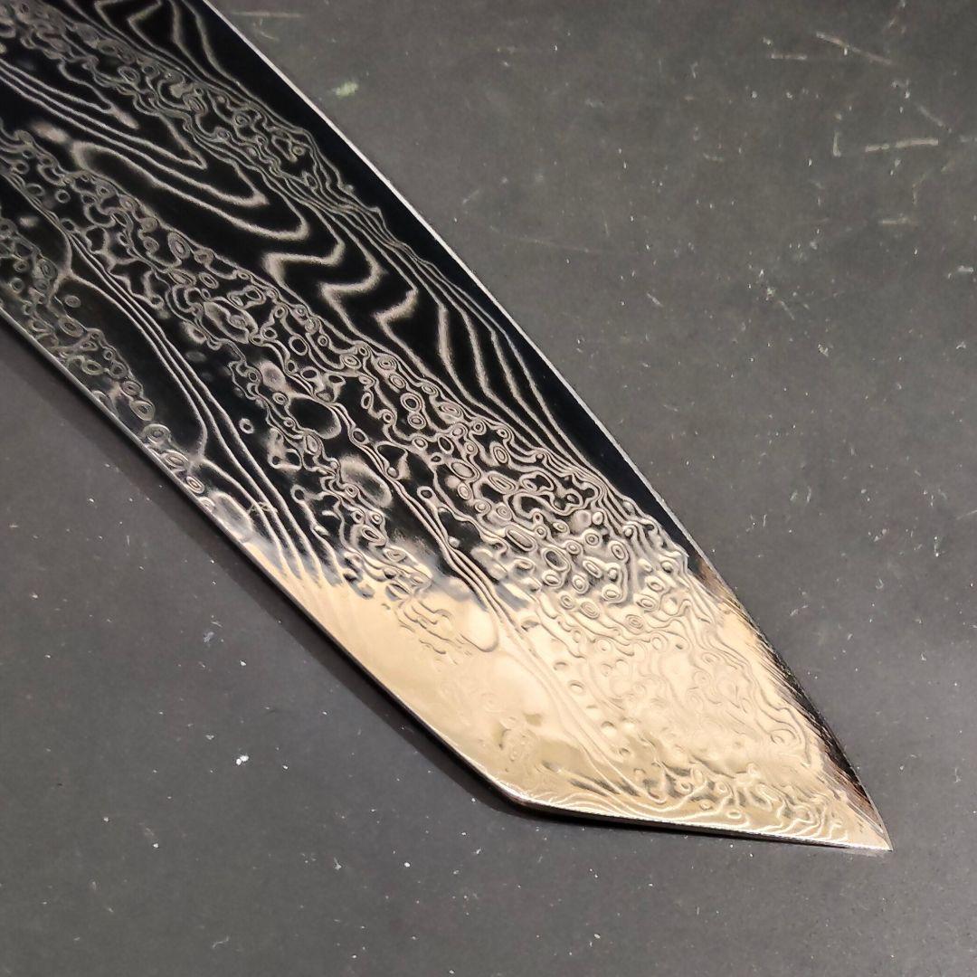 魚捌き 鬼反り 剣型 切付型 牛刀 V金10号 67層ダマスカス 包丁アワビ殻柄