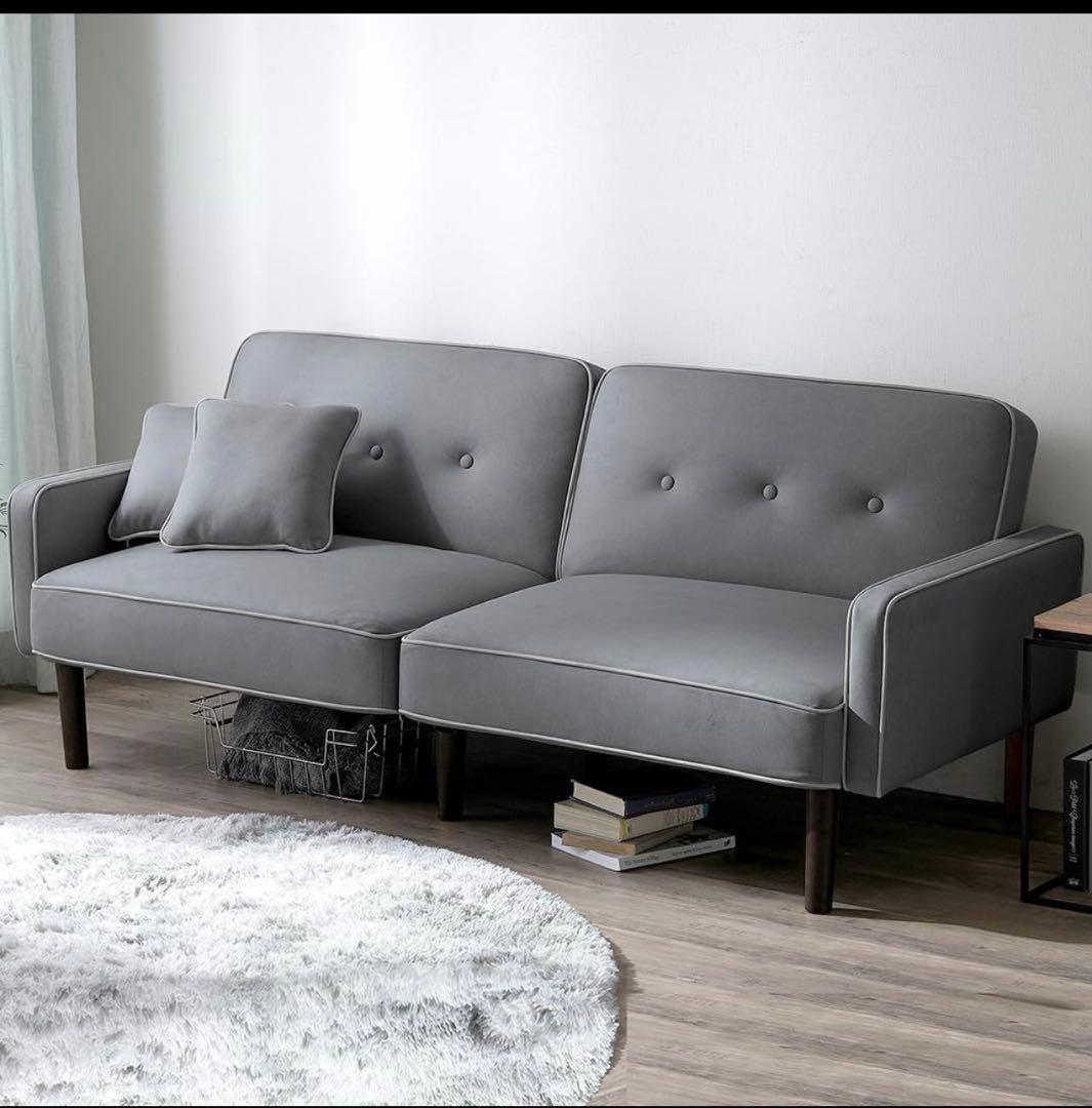 アイリスオーヤマ 2人掛け リクライニングソファ ダークグレー