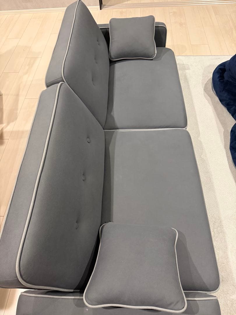 アイリスオーヤマ 2人掛け リクライニングソファ ダークグレー