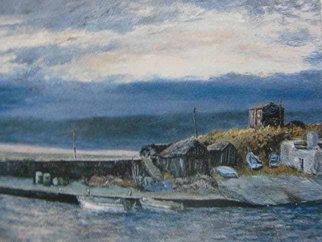 大國 章夫 【象潟夕映え】 希少画集画、状態良好、新品高級額装付