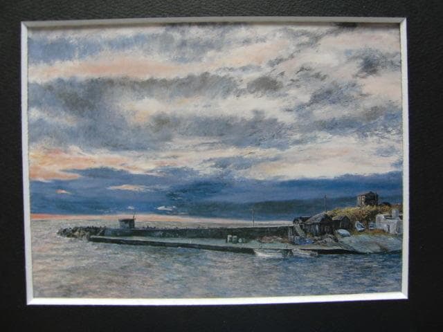 大國 章夫 【象潟夕映え】 希少画集画、状態良好、新品高級額装付