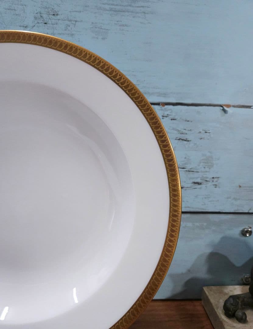 美品☆大倉陶園 OKURA 片葉金蝕 スーププレート 6枚セット 深皿