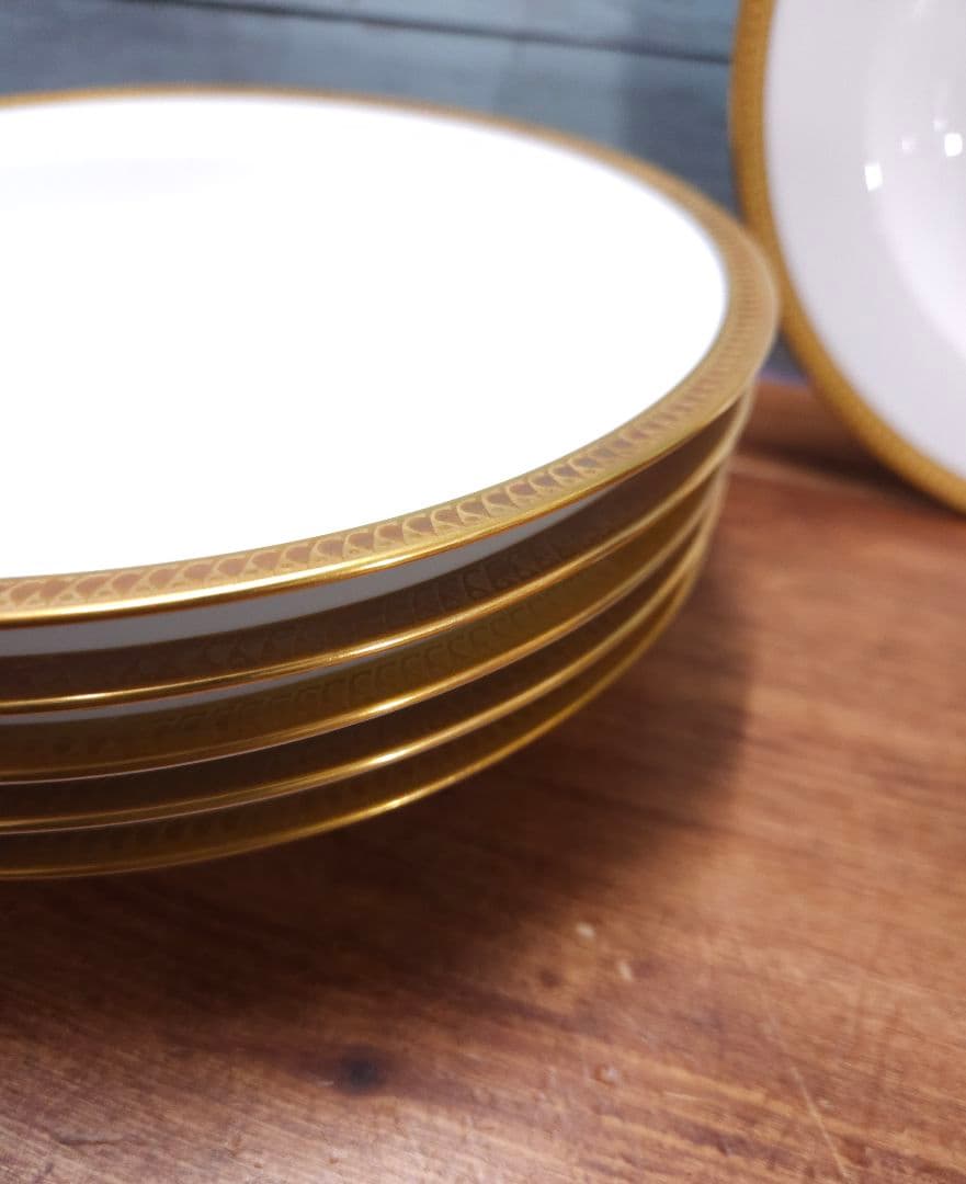 美品☆大倉陶園 OKURA 片葉金蝕 スーププレート 6枚セット 深皿