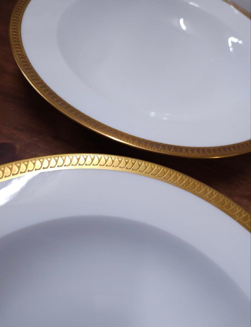 美品☆大倉陶園 OKURA 片葉金蝕 スーププレート 6枚セット 深皿