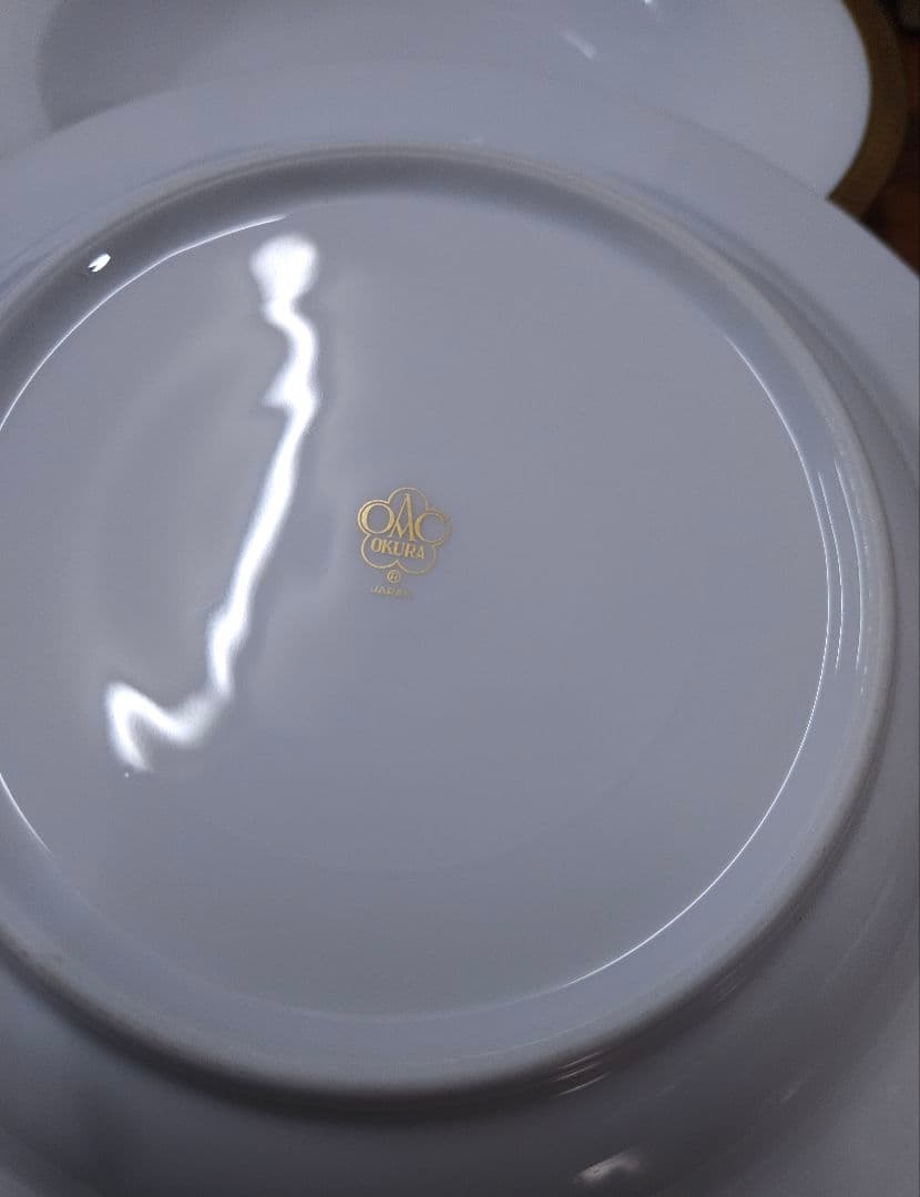 美品☆大倉陶園 OKURA 片葉金蝕 スーププレート 6枚セット 深皿