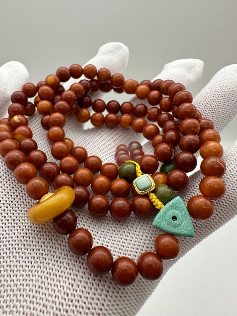 ☆天然☆ バルト海産 ターコイズ琥珀 老蜜蝋 ネックレス ペンダント 極上品