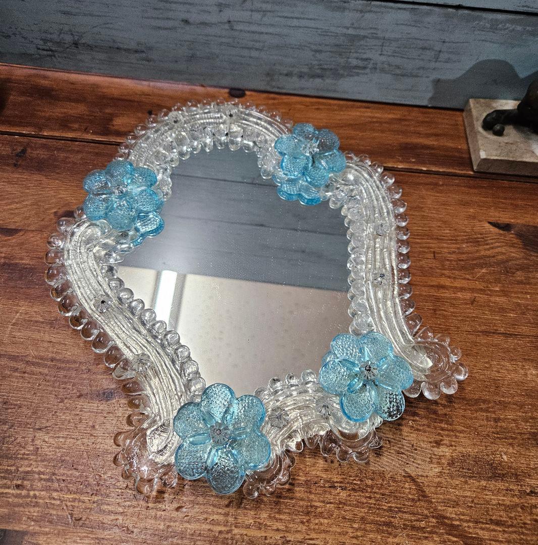 ヴィンテージ ベネチアンガラス 壁掛け ウォールミラー 鏡 イタリア製