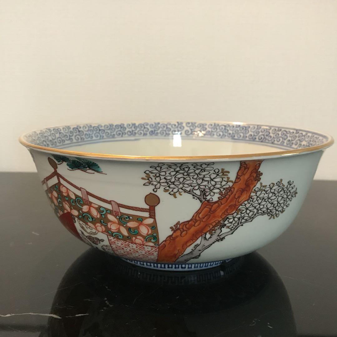 伊万里染錦幕図大鉢