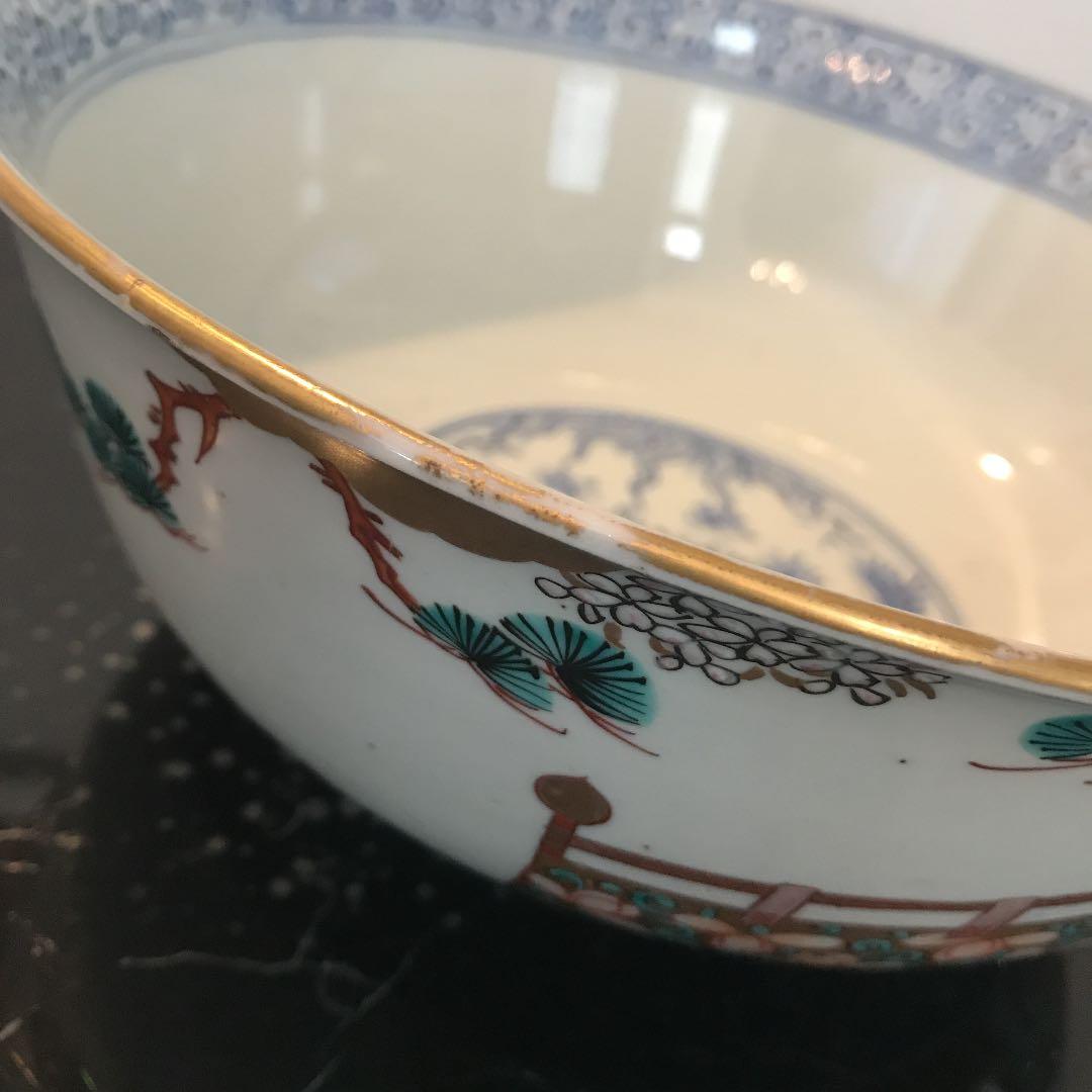 伊万里染錦幕図大鉢