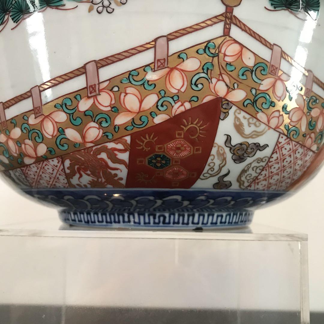 伊万里染錦幕図大鉢