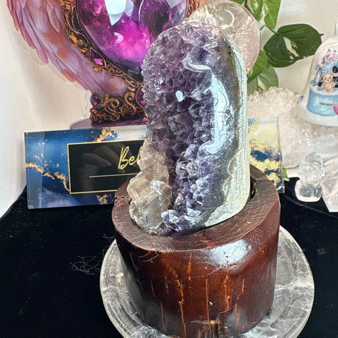 アメジストドーム♡♡カルサイト共生♡専用台座付きNo.2166