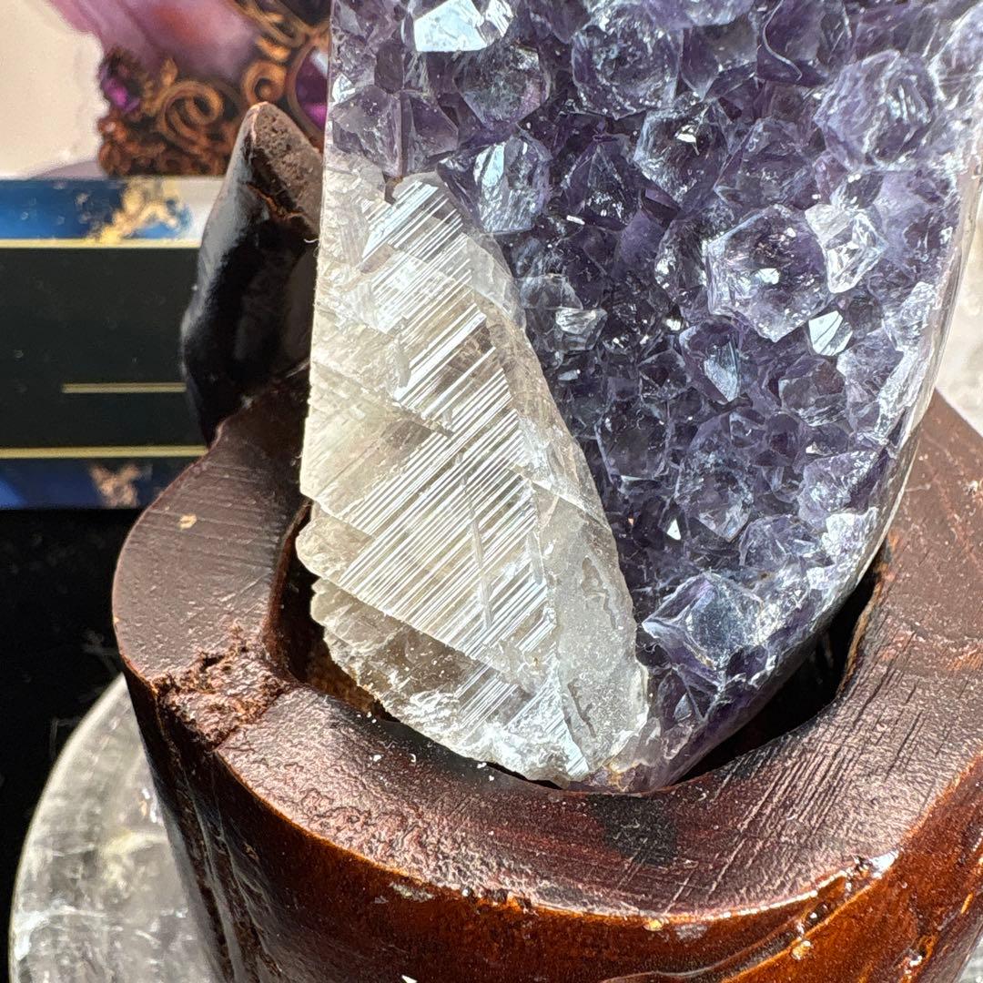 アメジストドーム♡♡カルサイト共生♡専用台座付きNo.2166