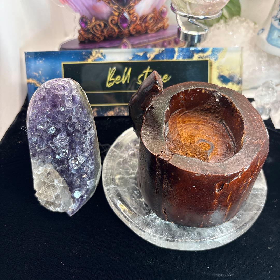 アメジストドーム♡♡カルサイト共生♡専用台座付きNo.2166