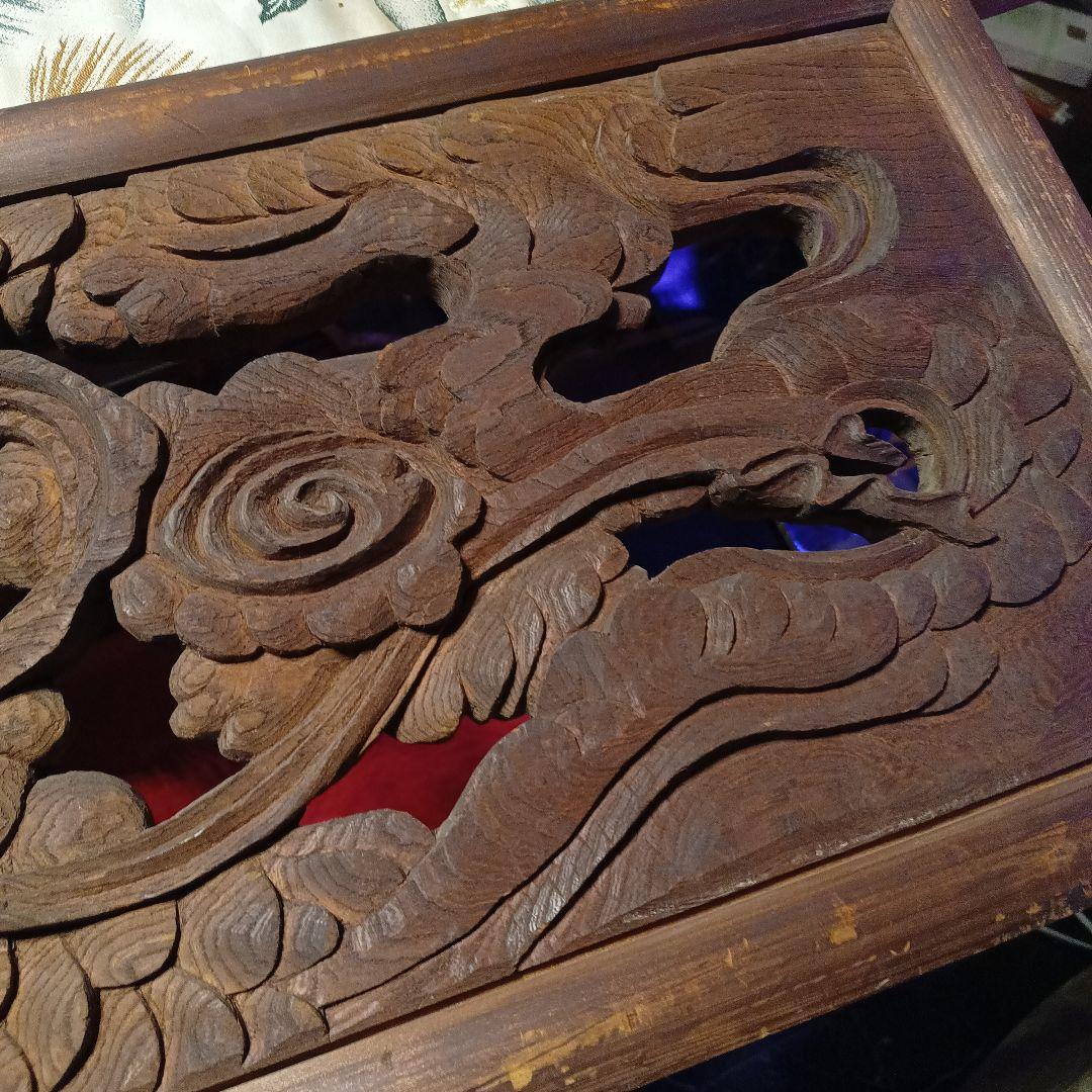 天女　欄間　大型　彫刻　木彫　女神　神様　龍　雲　和柄　現状品