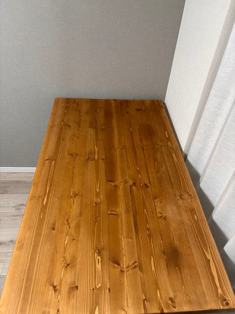 【送料込】LOWYA天然木ダイニングテーブル スチール脚 幅120