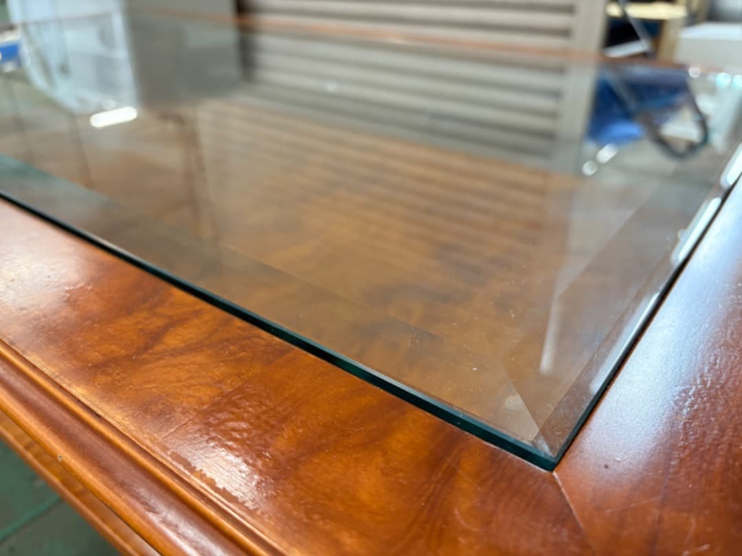 イギリス製　センターテーブル　クイーンアン様式　猫脚　ガラス天板　アンティーク調