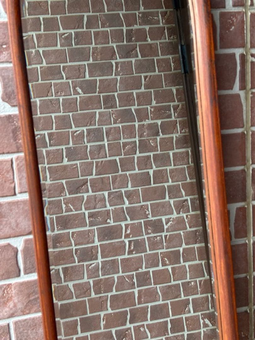 ビンテージ チーク材 ウォールミラー 壁掛けミラー 鏡姿見店舗什器北欧デンマーク