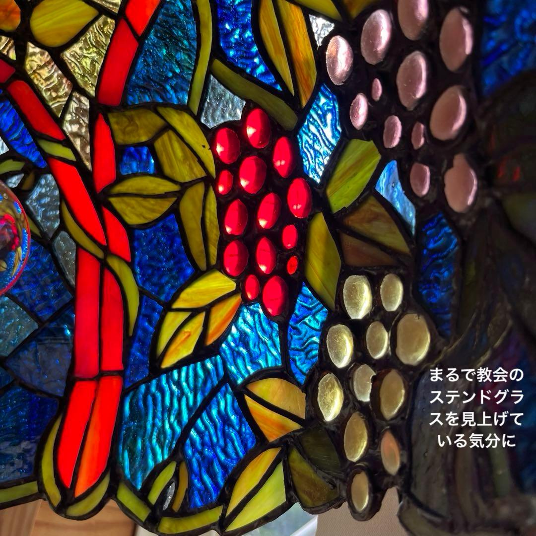 新品未使用　特大　ステンドランプ　ステンドガラス　ブドウ　葡萄　卓上ライト　開運