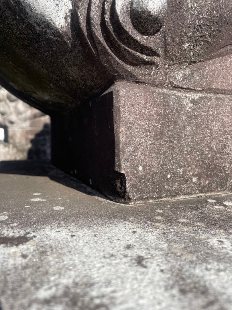 引き取り限定 狛犬 子供 玉付き 特大 石像 台付き 1対