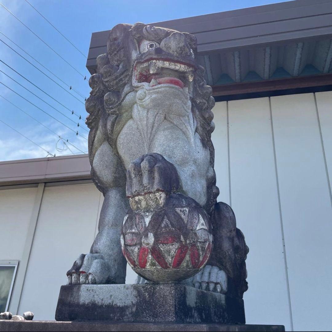 引き取り限定 狛犬 子供 玉付き 特大 石像 台付き 1対