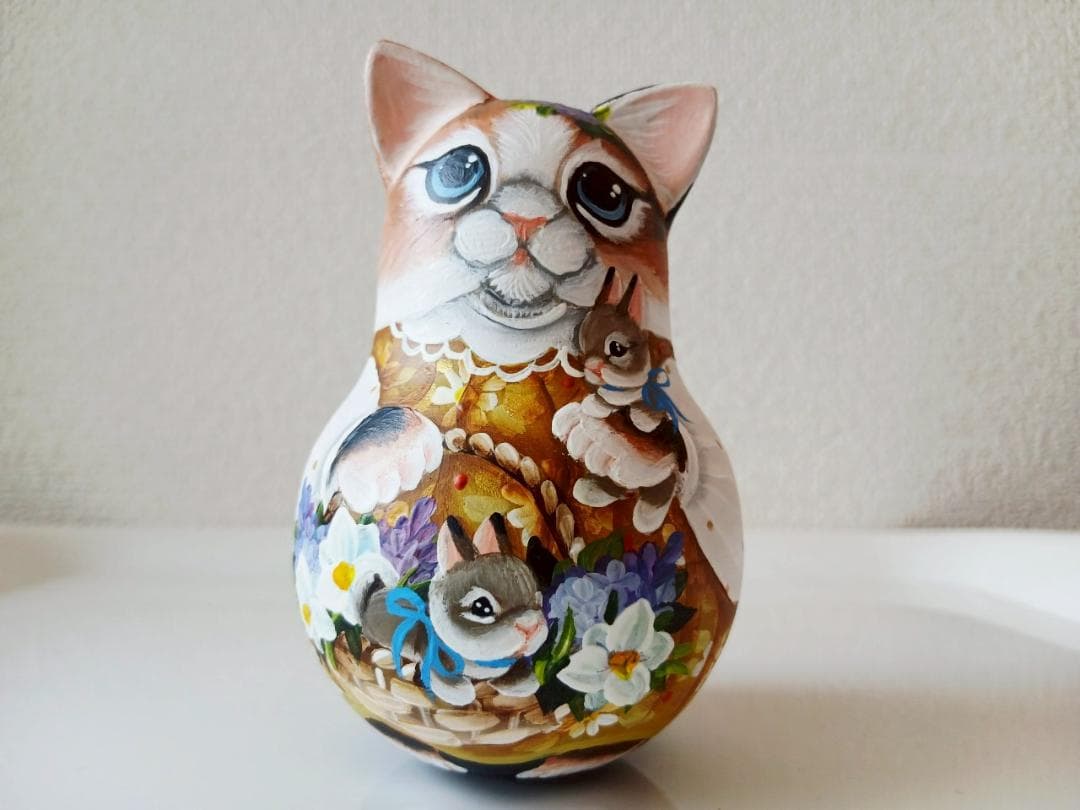 【CBT104】9cm級 北欧雑貨　ネコのおきあがりこぼし(大) スベトラーナ