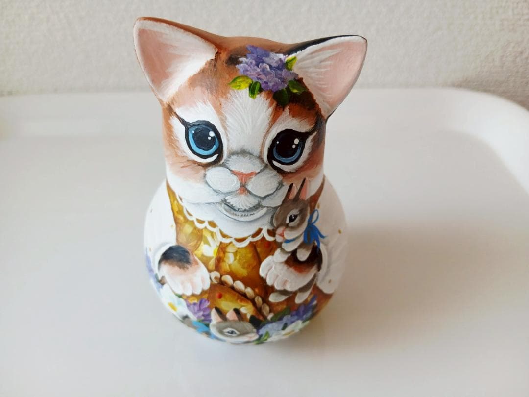 【CBT104】9cm級 北欧雑貨　ネコのおきあがりこぼし(大) スベトラーナ