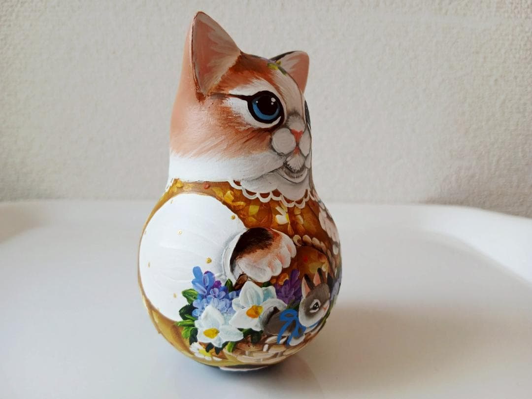 【CBT104】9cm級 北欧雑貨　ネコのおきあがりこぼし(大) スベトラーナ