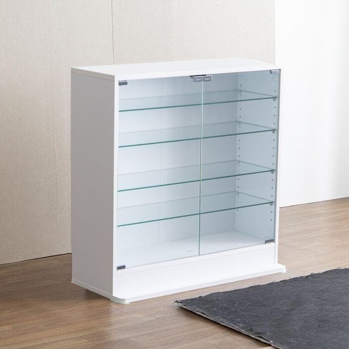 ☆【幅80cm×奥行28cm】 ガラスケース　コレクションケース　ホワイト