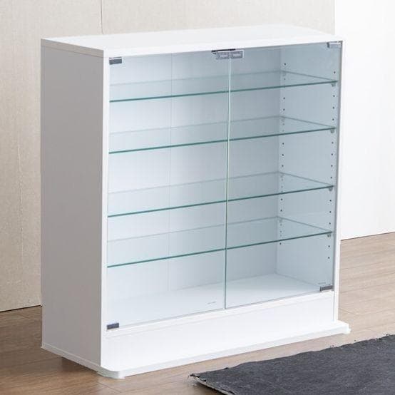 ☆【幅80cm×奥行28cm】 ガラスケース　コレクションケース　ホワイト