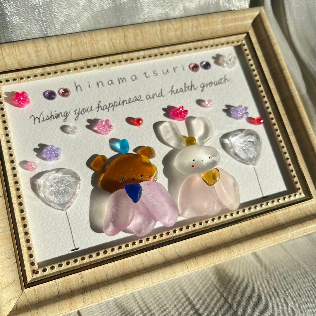 シーグラスアート ひな祭り 雛人形 ガラス アート - メルカリ
