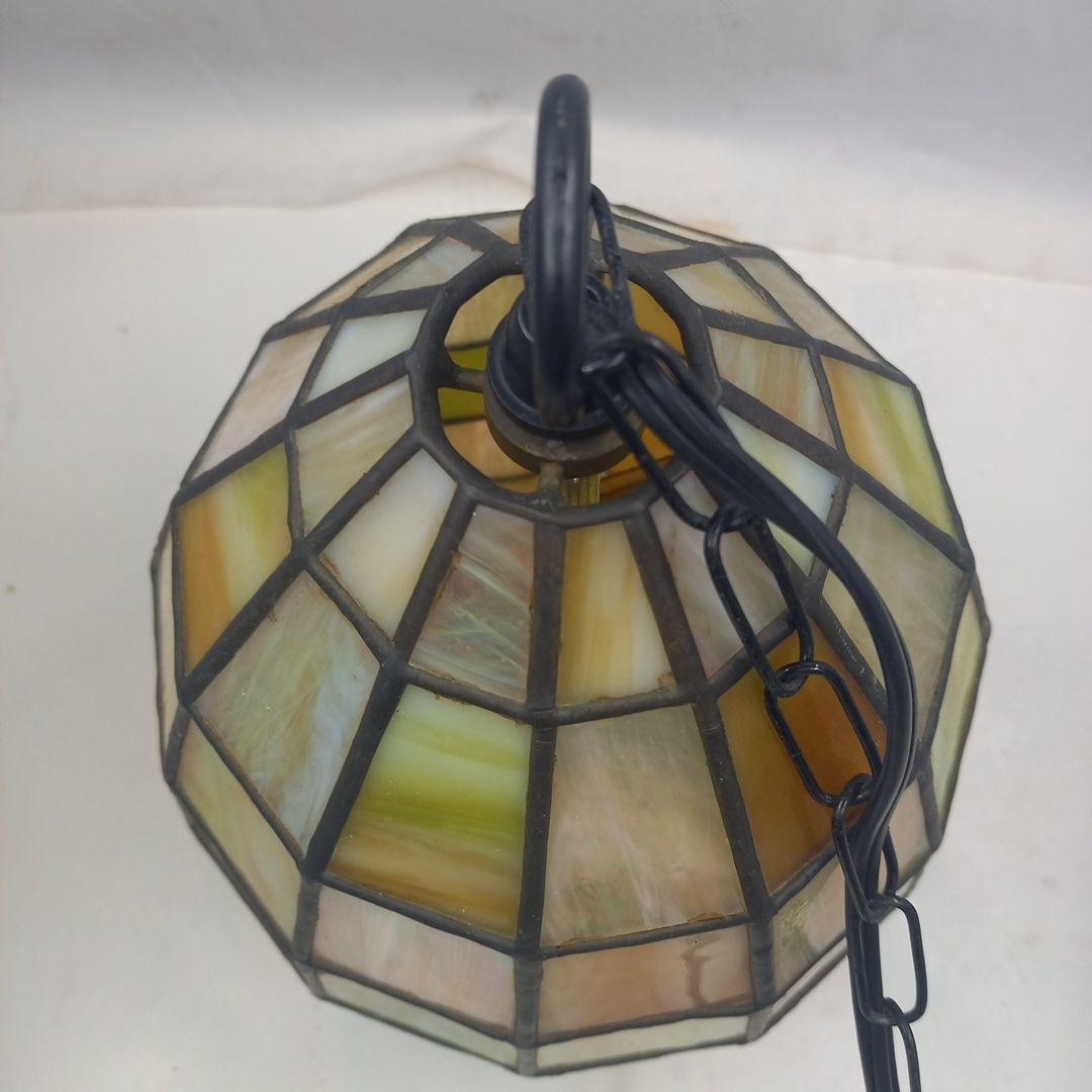 ヴィンテージ　ペンダントステンドガラスランプ