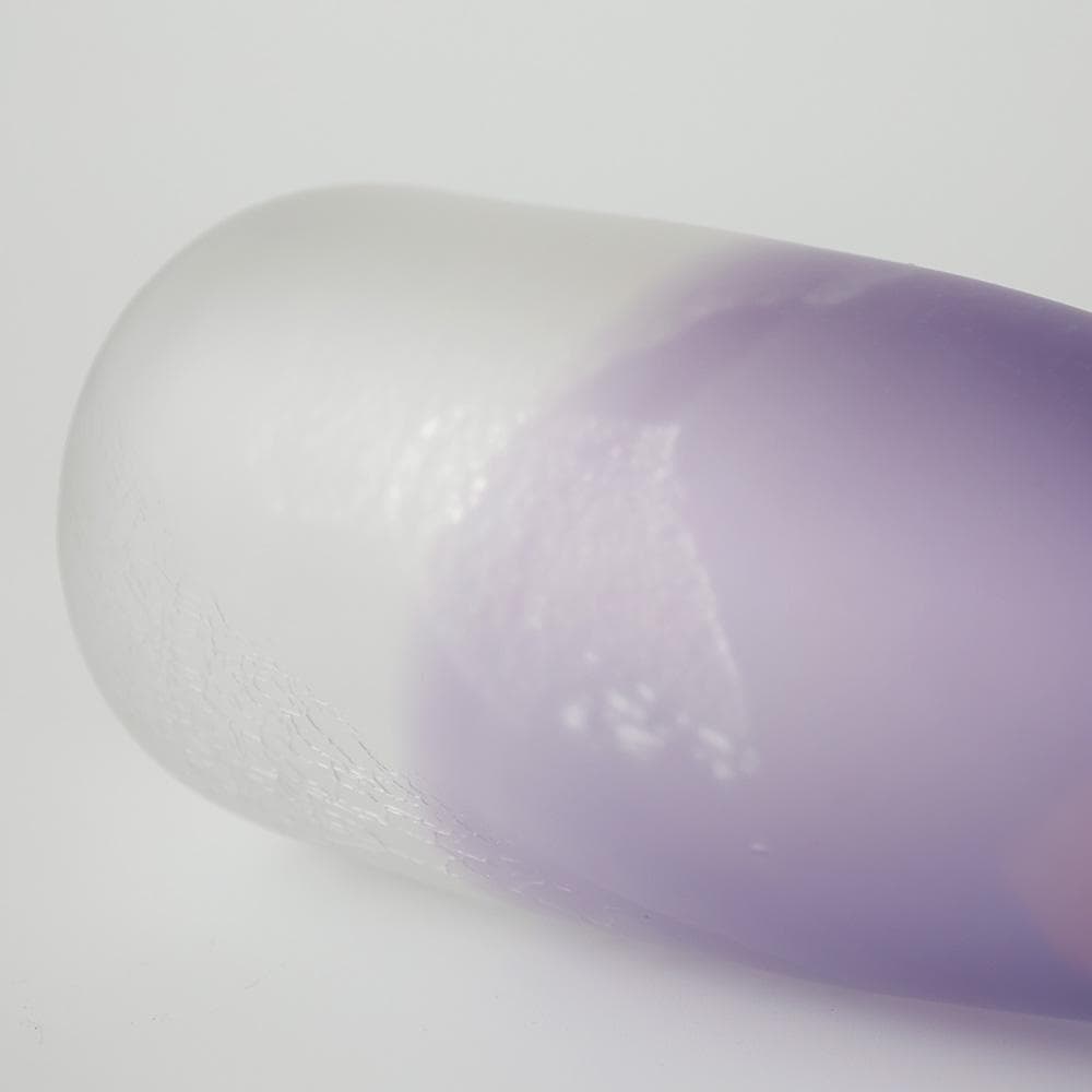 美品 富山ガラス工房 吹き硝子 花器 共箱 花瓶 花入 ガラス 高さ28