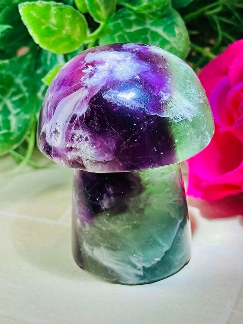 エンジェルフェザー　万華鏡　フローライト　マルチカラー　蛍石　きのこ　原石